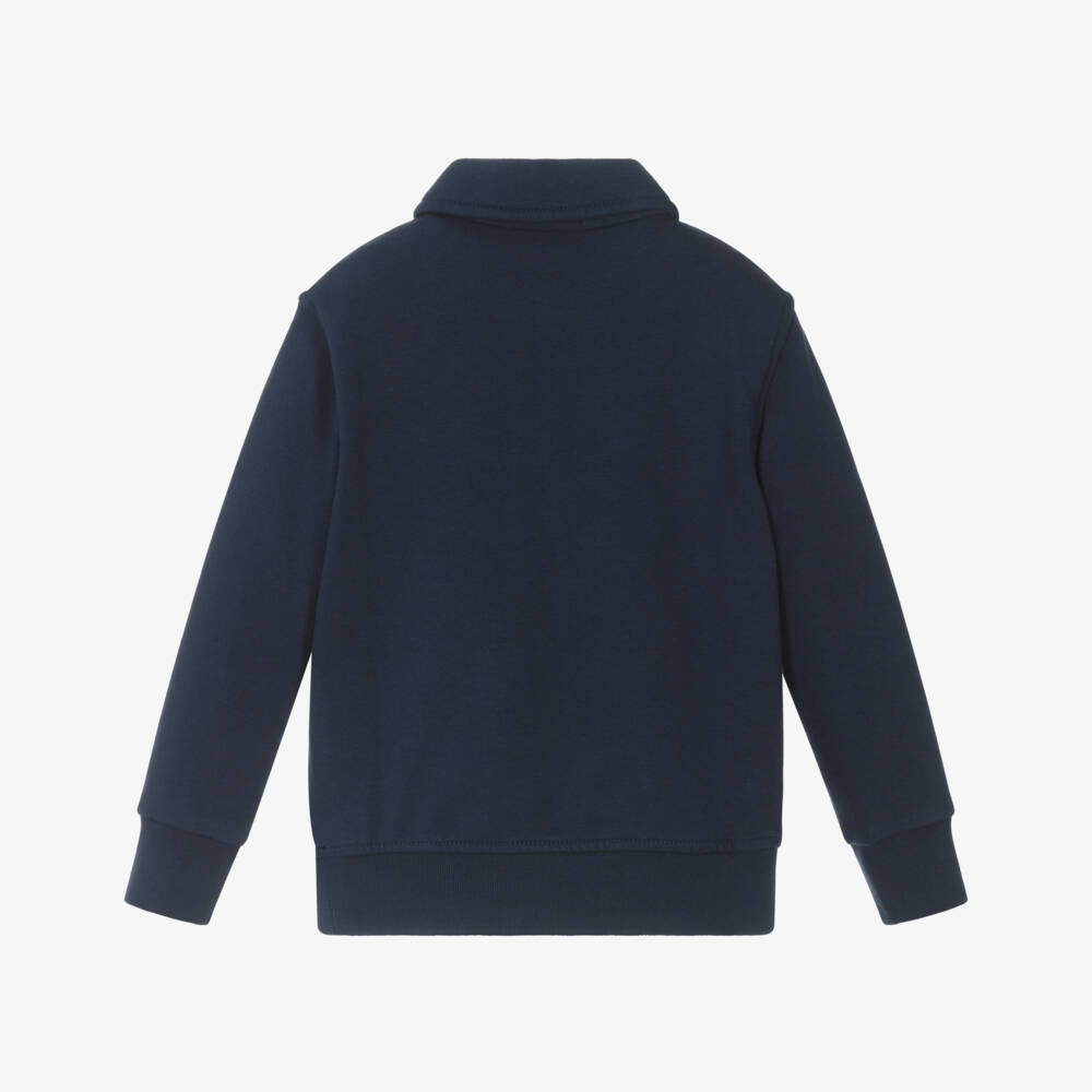 Ralph Lauren-Boys Blue Cotton Quarter-Zip Sweatshirt | Childrensalon