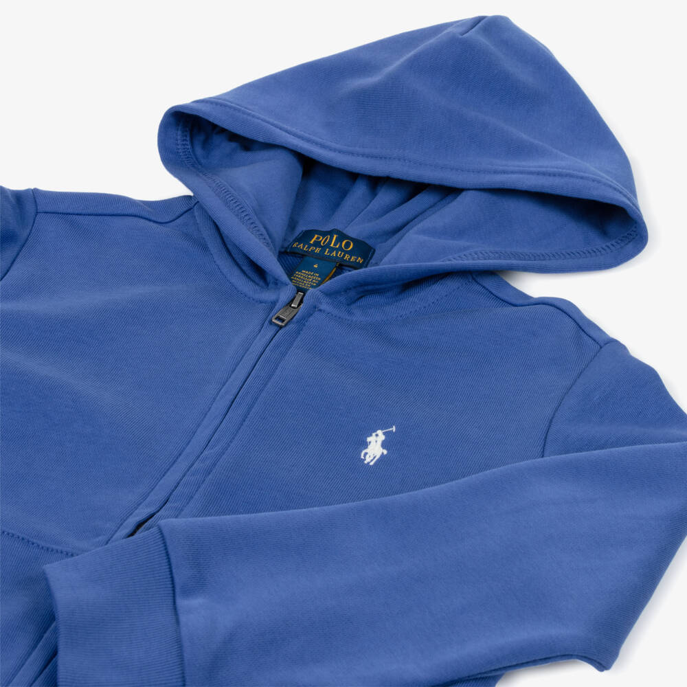 Ralph Lauren-Худи на молнии синее с принтом парусника из хлопка для мальчиков | Childrensalon