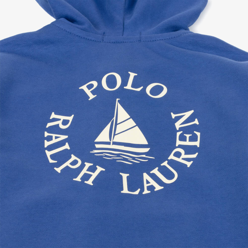 Ralph Lauren-Худи на молнии синее с принтом парусника из хлопка для мальчиков | Childrensalon