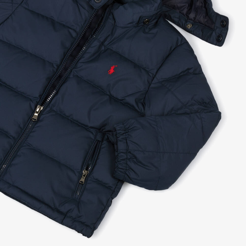 Ralph Lauren-Пуховик синий с съемным капюшоном | Childrensalon