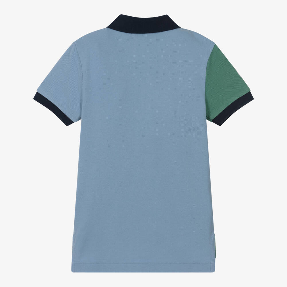 Ralph Lauren-Boys Blue & Green Cotton Piqué Polo Shirt | Childrensalon