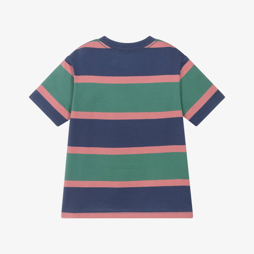Ralph Lauren-Boys Blue, Green & Pink Cotton Stripe T-Shirt | Childrensalon