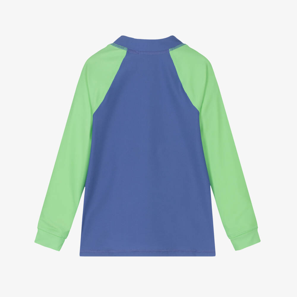 Ralph Lauren-Boys Blue & Green Polo Bear Swim Top (UPF50) | Childrensalon