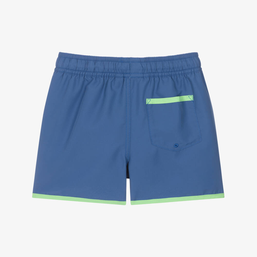 Ralph Lauren-Boys Blue & Green Swim Shorts with Polo Bear | Childrensalon