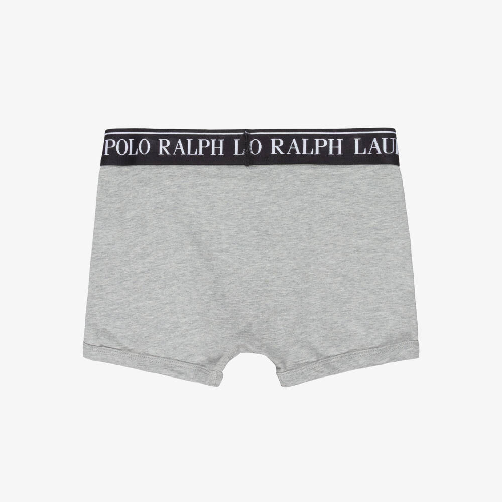 Ralph Lauren-Boys Blue & Grey Cotton Boxer Shorts (5 Pack) | Childrensalon