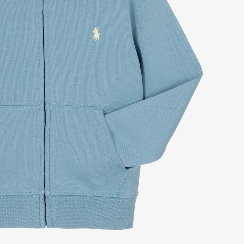 Ralph Lauren-توب بسحاب وهودي لون أزرق للأولاد | Childrensalon