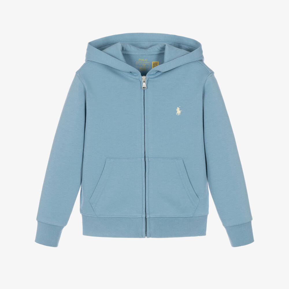 Ralph Lauren-توب بسحاب وهودي لون أزرق للأولاد | Childrensalon