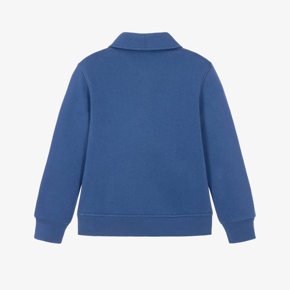 Ralph Lauren-Boys Blue Jersey Quarter-Zip Sweatshirt | Childrensalon