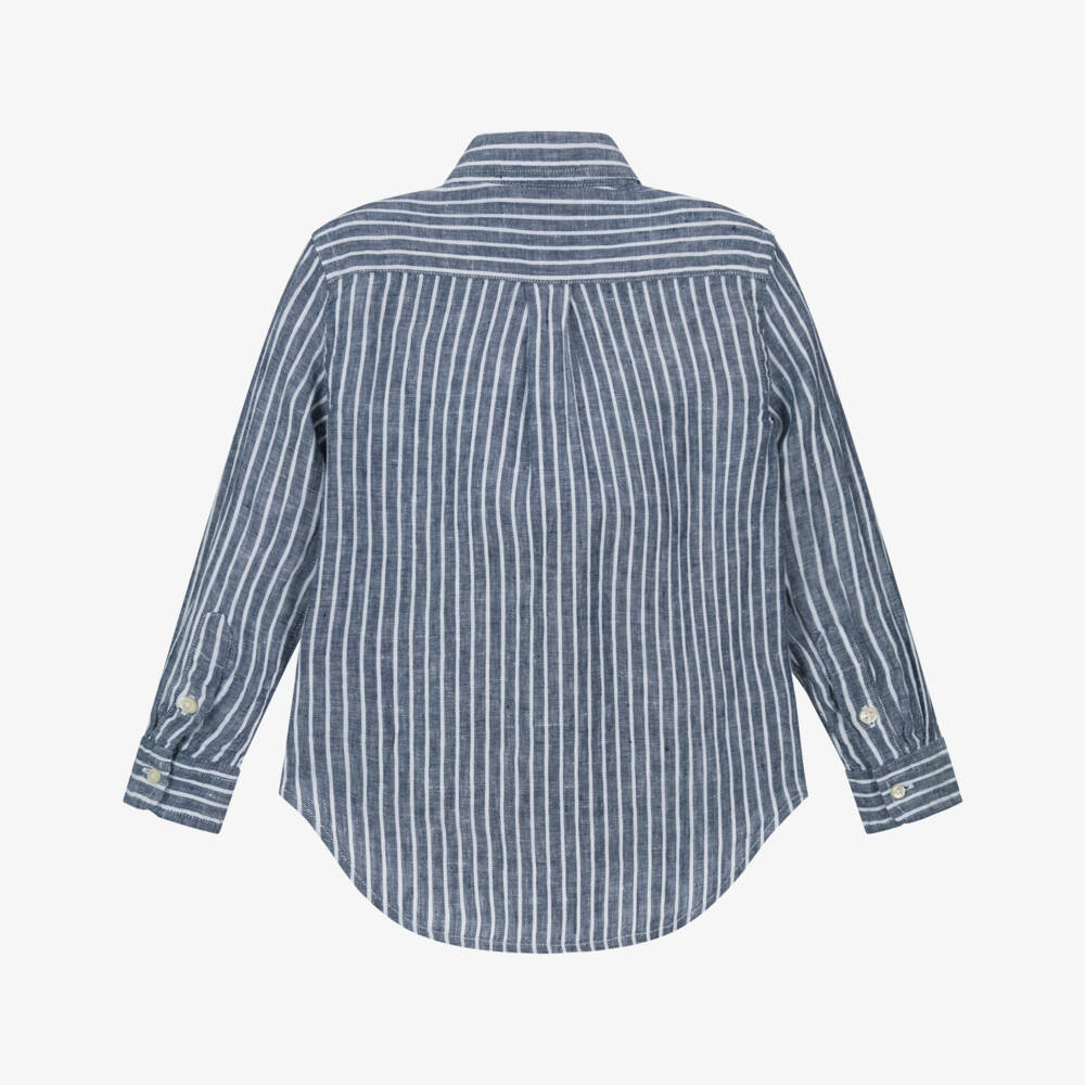 Ralph Lauren-قميص كتان مقلم لون كحلي وأبيض للأولاد | Childrensalon