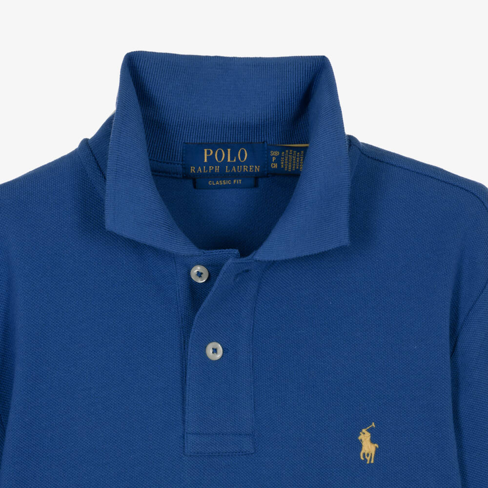 Ralph Lauren-Boys Blue Long Sleeve Polo Shirt | Childrensalon