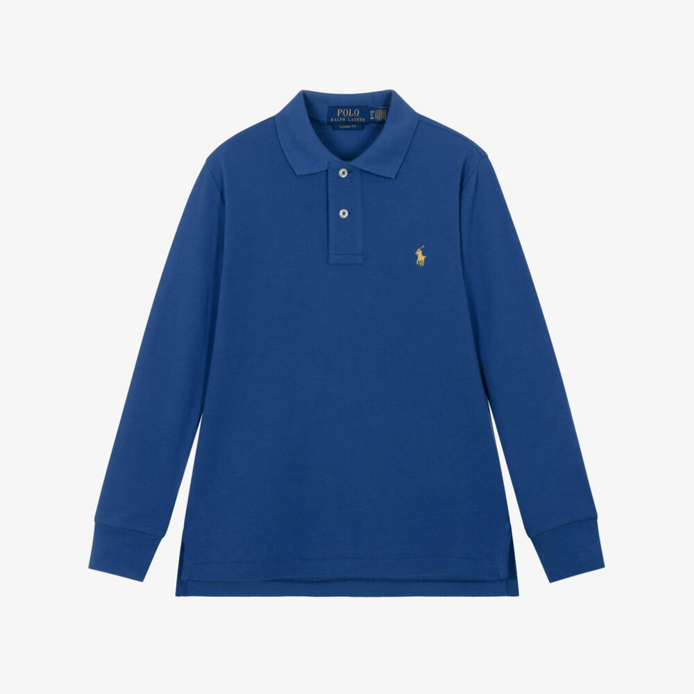 Ralph Lauren-Boys Blue Long Sleeve Polo Shirt | Childrensalon