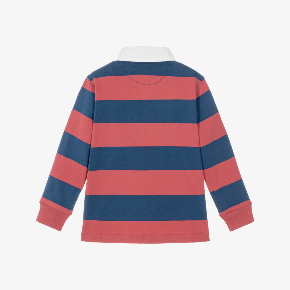 Ralph Lauren-Boys Blue & Red Striped Cotton Rugby Shirt | Childrensalon