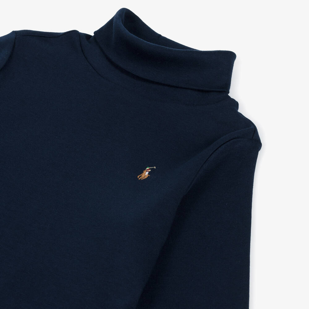 Ralph Lauren-توب بياقة عالية لون كحلي للأولاد | Childrensalon