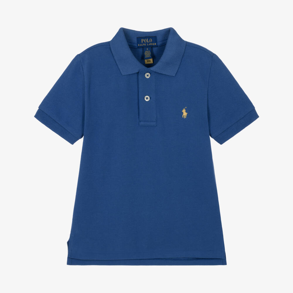 Ralph Lauren-Boys Blue Short Sleeve Polo Shirt | Childrensalon