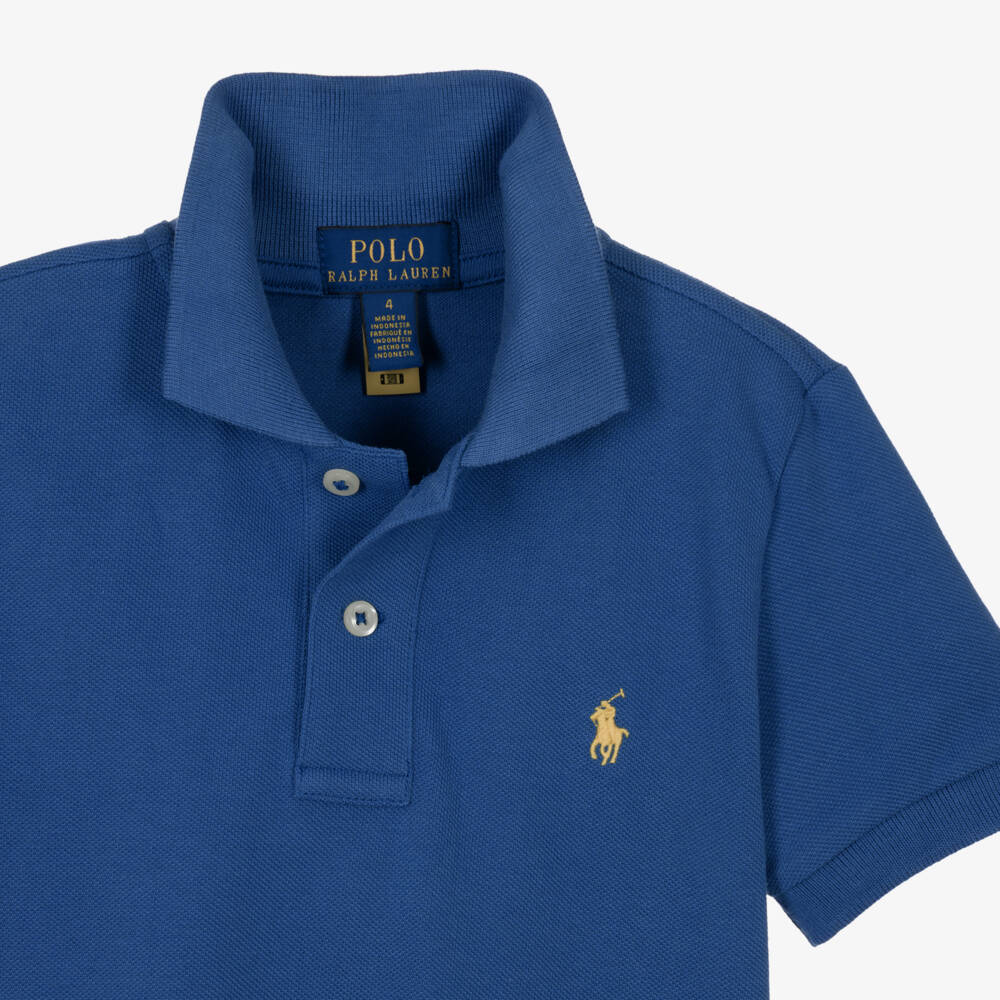 Ralph Lauren-Boys Blue Short Sleeve Polo Shirt | Childrensalon