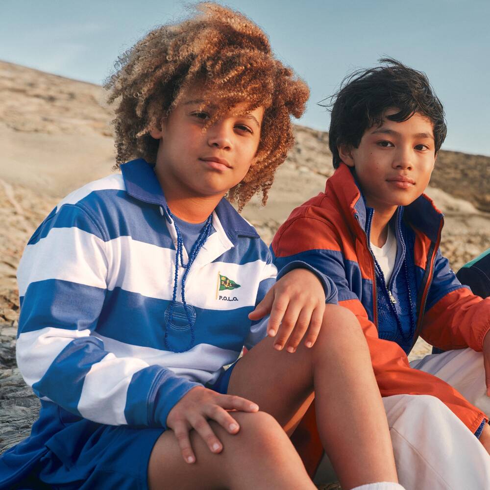 Ralph Lauren-Рубашка регби в полоску из хлопка с длинными рукавами для мальчиков | Childrensalon