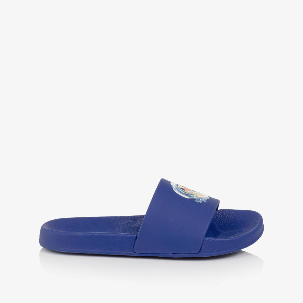 Ralph Lauren-Boys Blue Surfing Polo Bear Sliders | Childrensalon