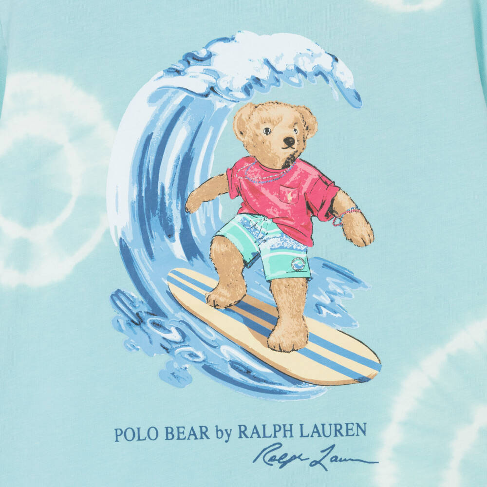 Ralph Lauren-Boys Blue Tie-Dye Cotton Polo Bear T-Shirt | Childrensalon