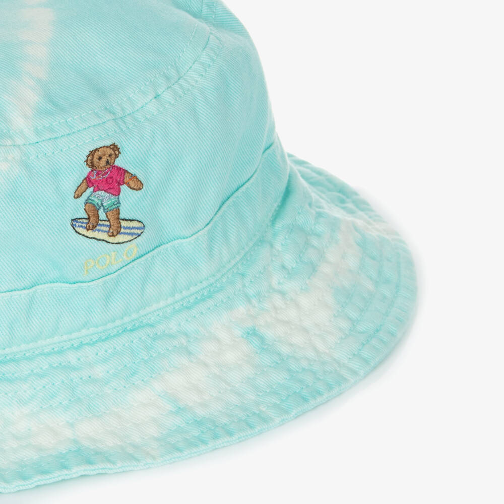 Ralph Lauren-Boys Blue Tie-Dye Cotton Sun Hat with Polo Bear Logo | Childrensalon