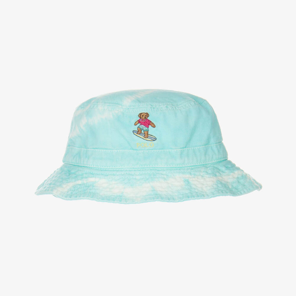 Ralph Lauren-Boys Blue Tie-Dye Cotton Sun Hat with Polo Bear Logo | Childrensalon