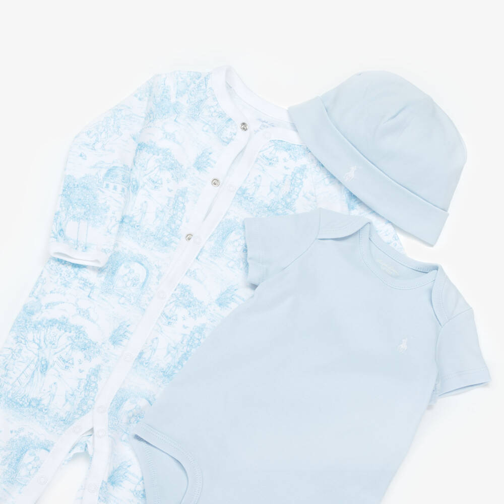 Ralph Lauren-طقم أفارول قطن جيرسي لون أزرق للأولاد الرضع | Childrensalon