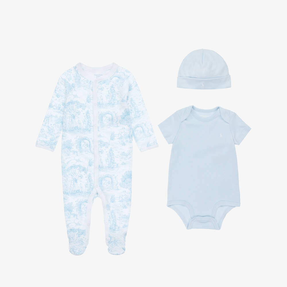 Ralph Lauren-طقم أفارول قطن جيرسي لون أزرق للأولاد الرضع | Childrensalon