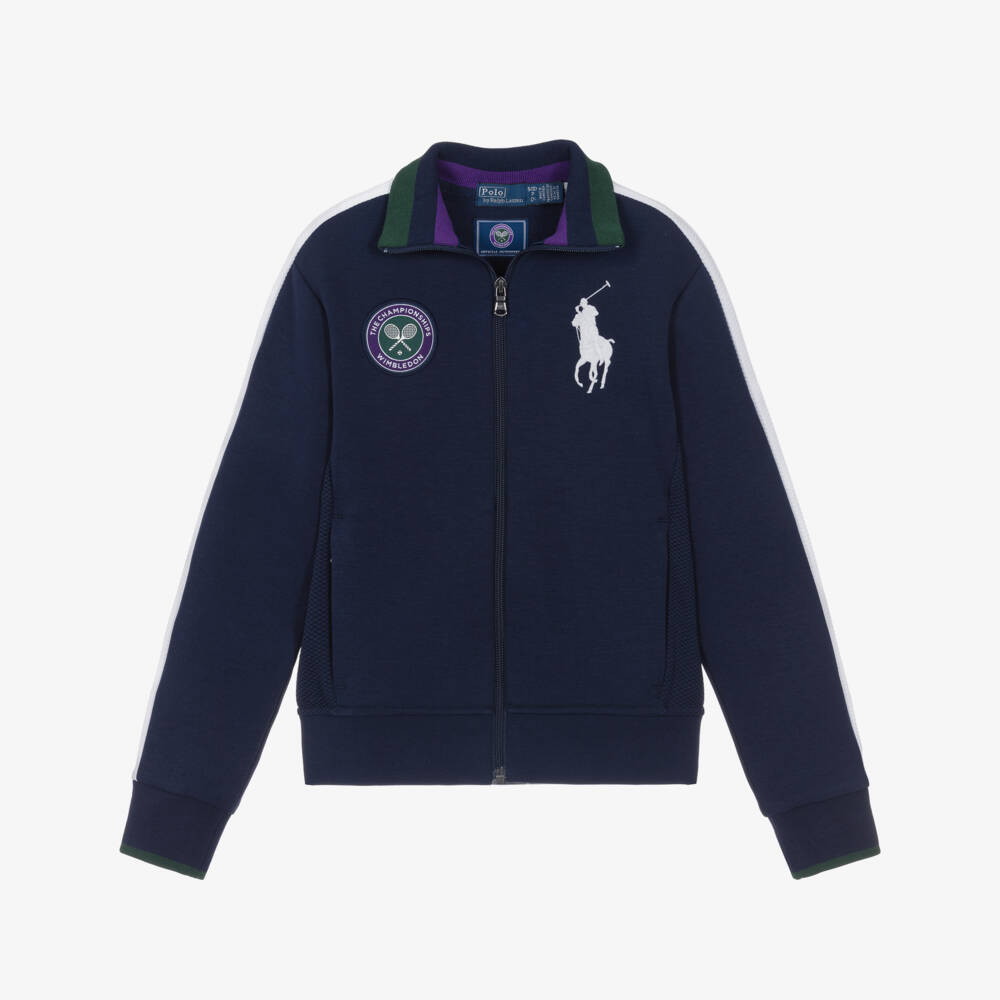 Ralph Lauren-Boys Blue Wimbledon Collection Zip-Up Top | Childrensalon