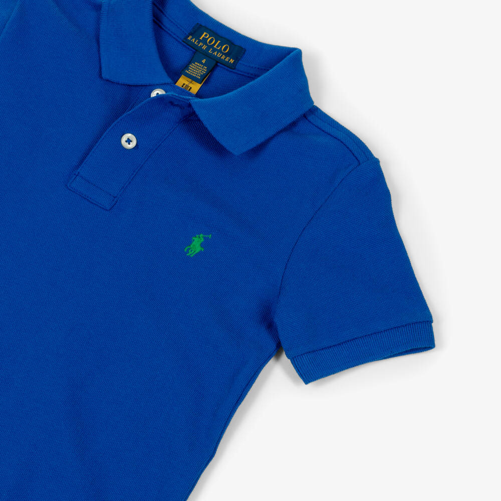 Ralph Lauren-تيشيرت بولو قطن لون أزرق فاتح للأولاد | Childrensalon