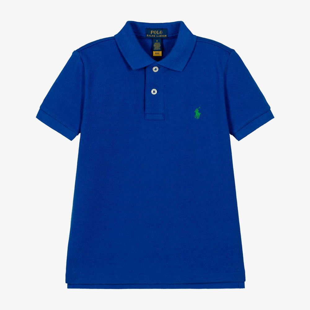 Ralph Lauren-تيشيرت بولو قطن لون أزرق فاتح للأولاد | Childrensalon
