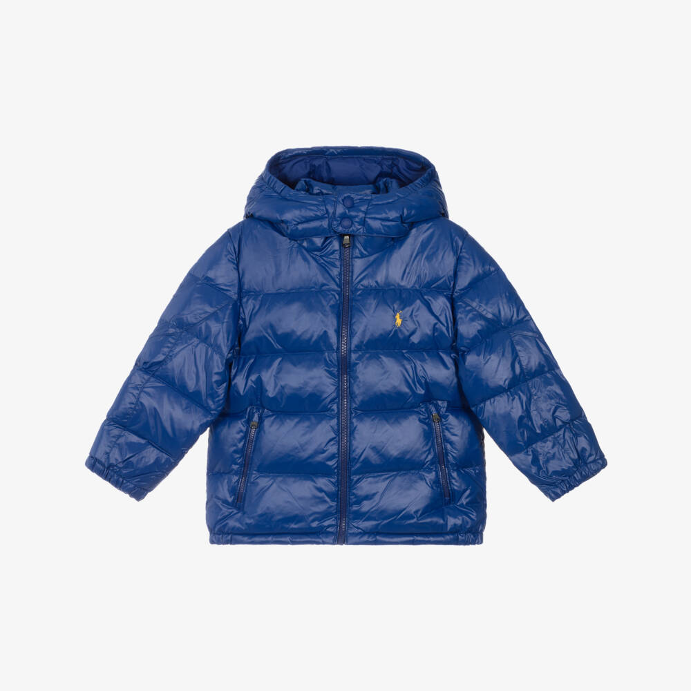 Ralph Lauren-Boys Bright Blue Down Puffer Jacket with Detachable Hood | Childrensalon