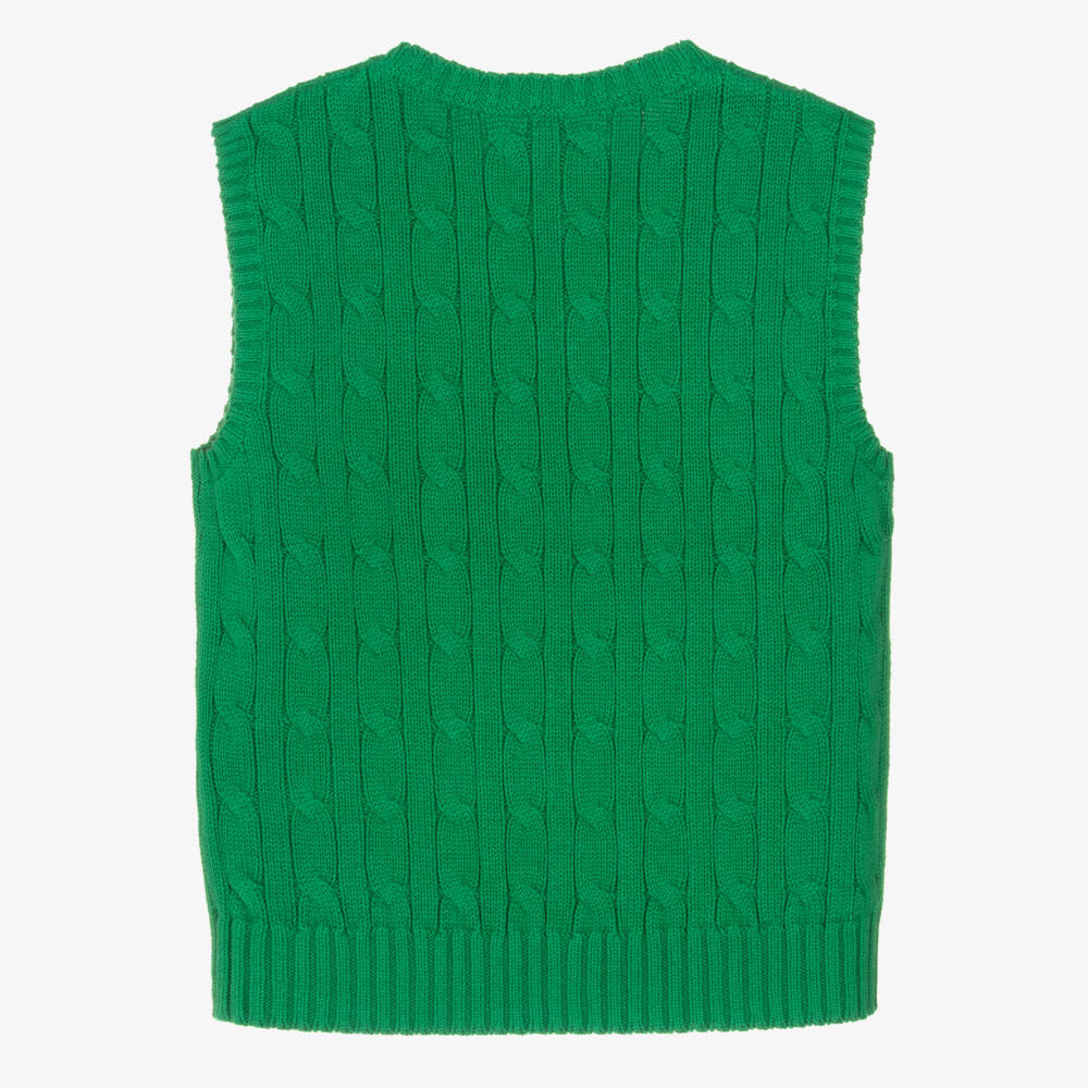 Ralph Lauren-Boys Bright Green Cable Knit Slipover | Childrensalon