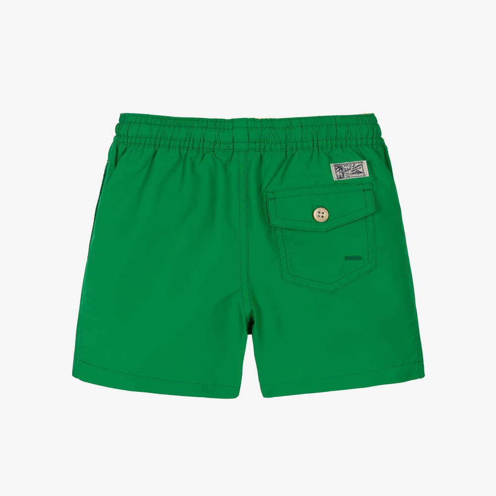 Ralph Lauren-Boys Bright Green Swim Shorts with Pony Logo | Childrensalon