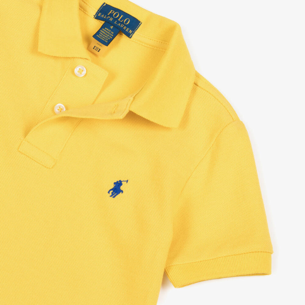 Ralph Lauren-Boys Bright Yellow Cotton Piqué Polo Shirt | Childrensalon