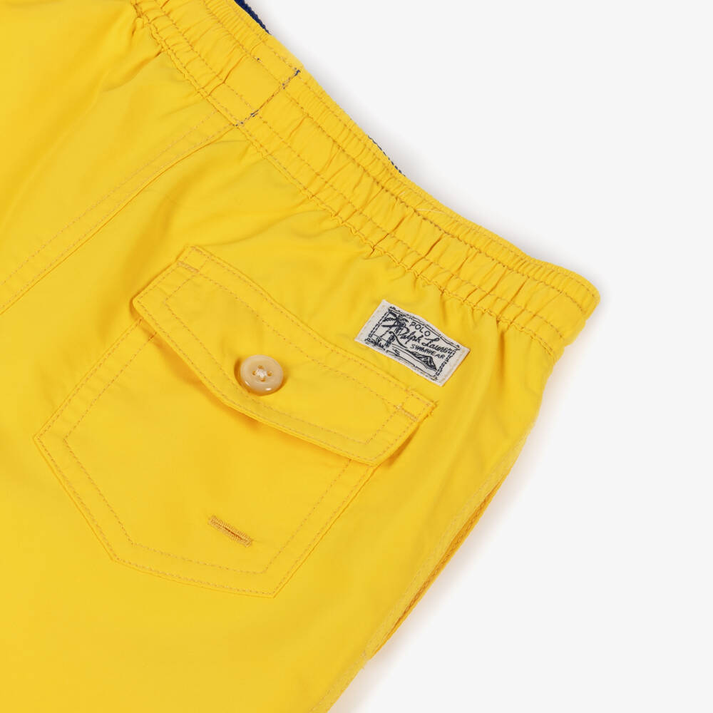 Ralph Lauren-Boys Bright Yellow Swim Shorts with Pony Logo | Childrensalon