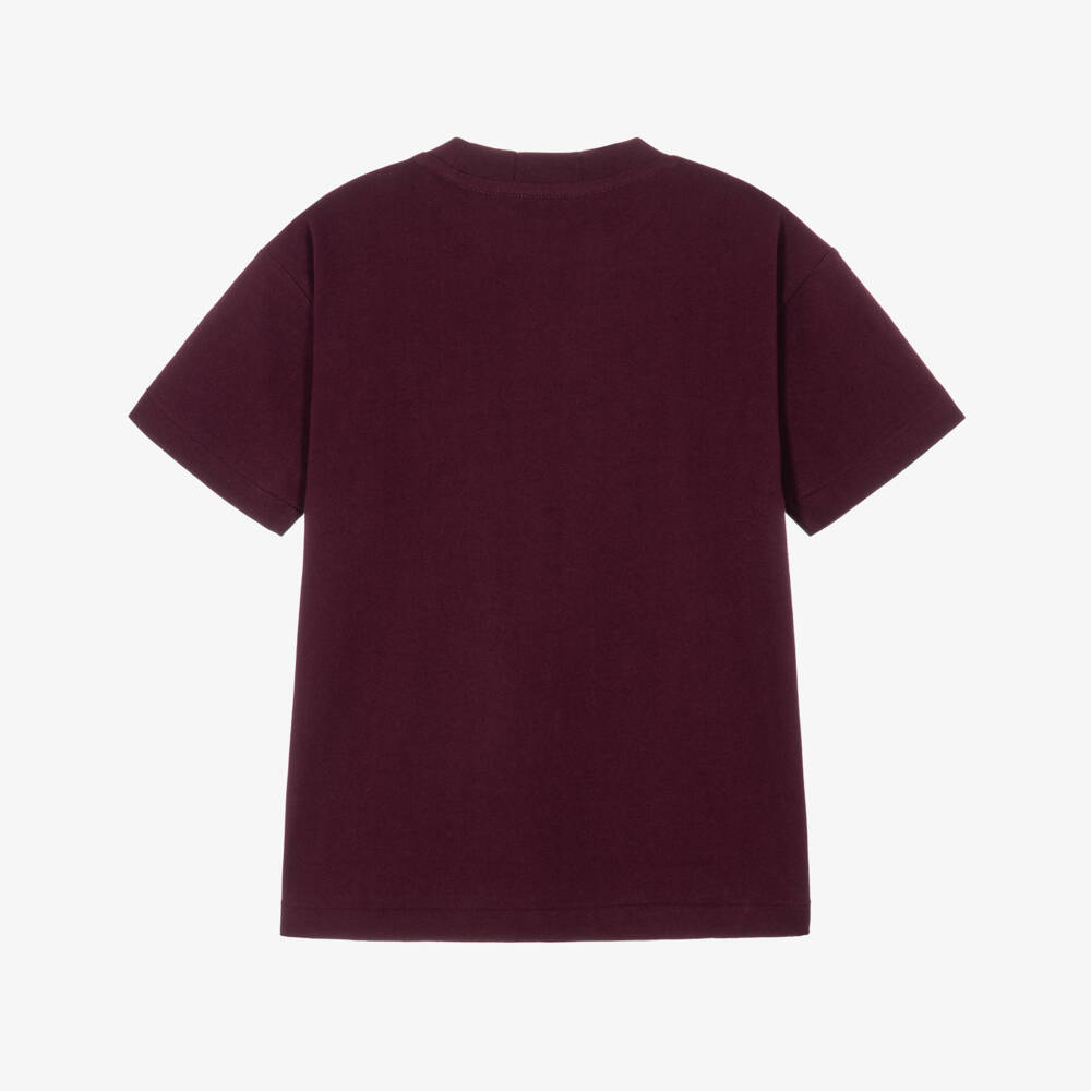 Ralph Lauren-Boys Burgundy Cotton Oversized T-Shirt | Childrensalon