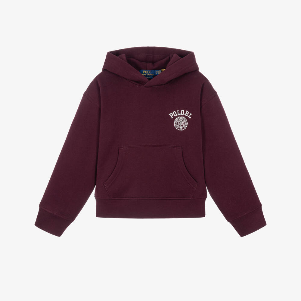Ralph Lauren-Boys Burgundy Jersey Oversized Hoodie | Childrensalon