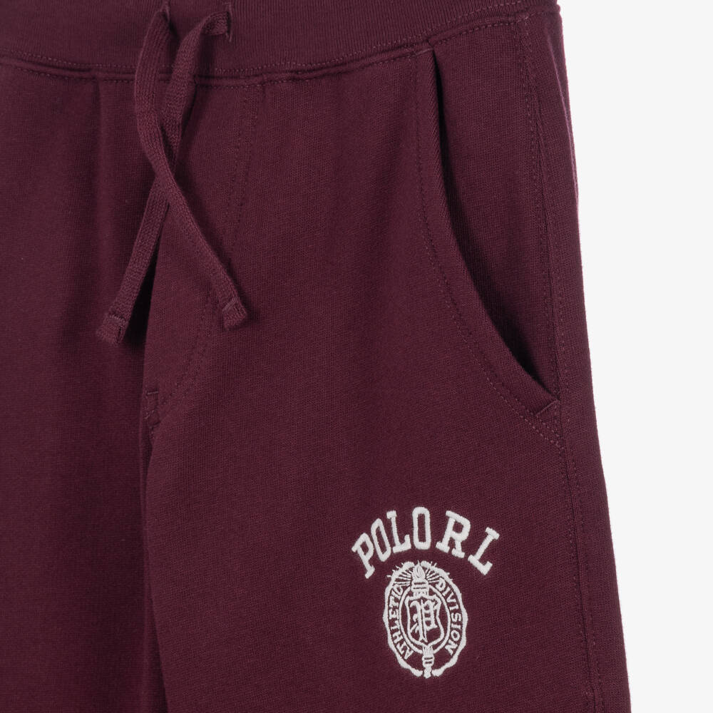 Ralph Lauren-Boys Burgundy Jersey Oversized Joggers | Childrensalon