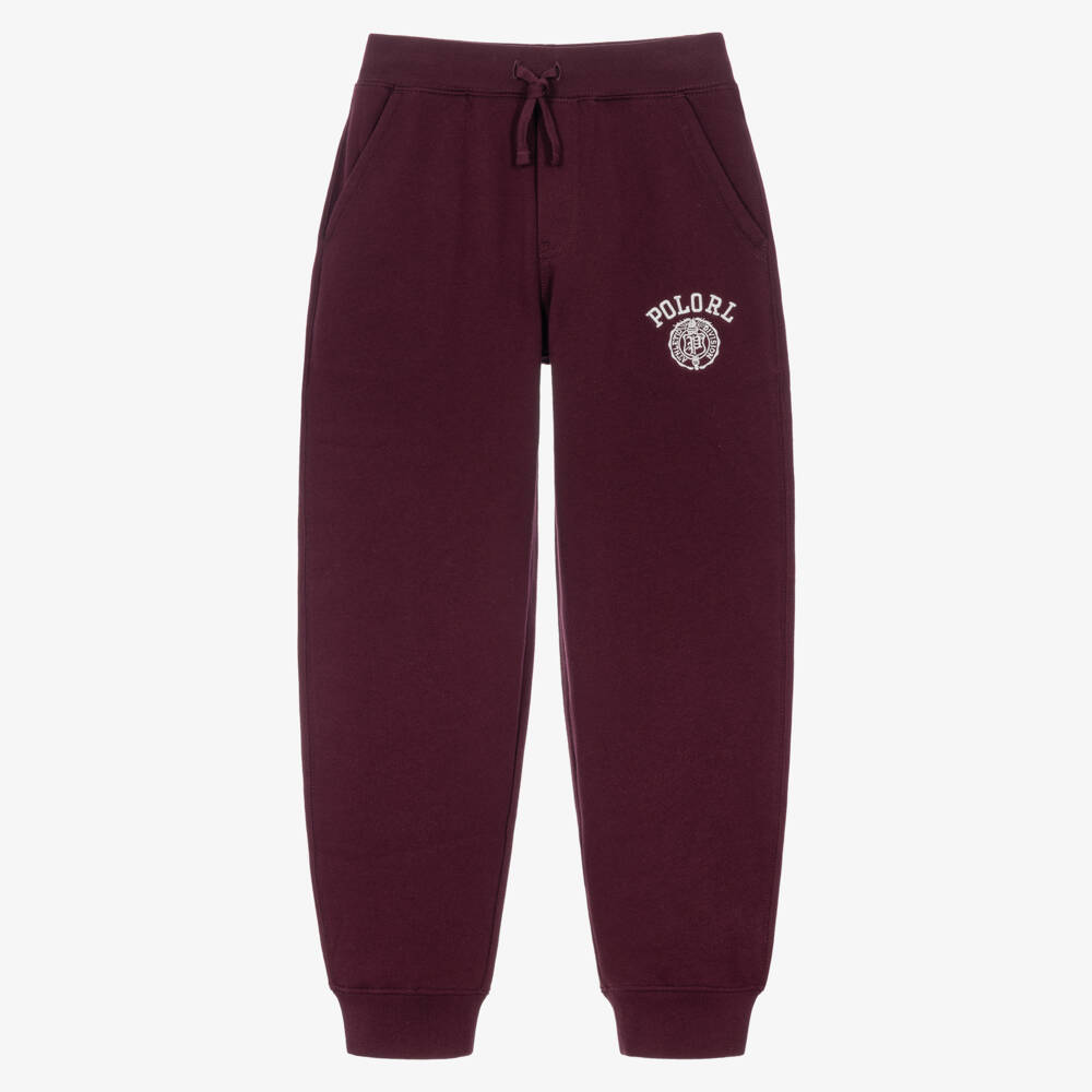 Ralph Lauren-Boys Burgundy Jersey Oversized Joggers | Childrensalon
