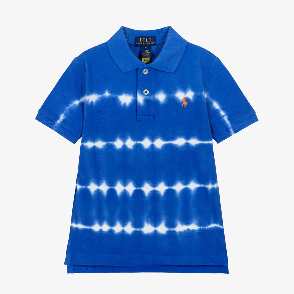 Ralph Lauren-Boys Cobalt Blue Tie-Dye Print Polo Shirt | Childrensalon
