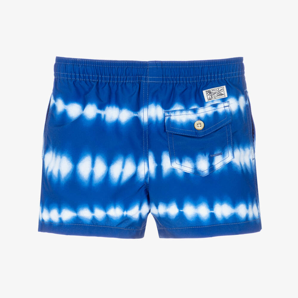 Ralph Lauren-Boys Cobalt Blue Tie-Dye Swim Shorts | Childrensalon