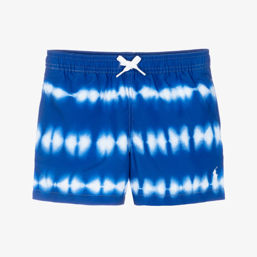Ralph Lauren-Boys Cobalt Blue Tie-Dye Swim Shorts | Childrensalon
