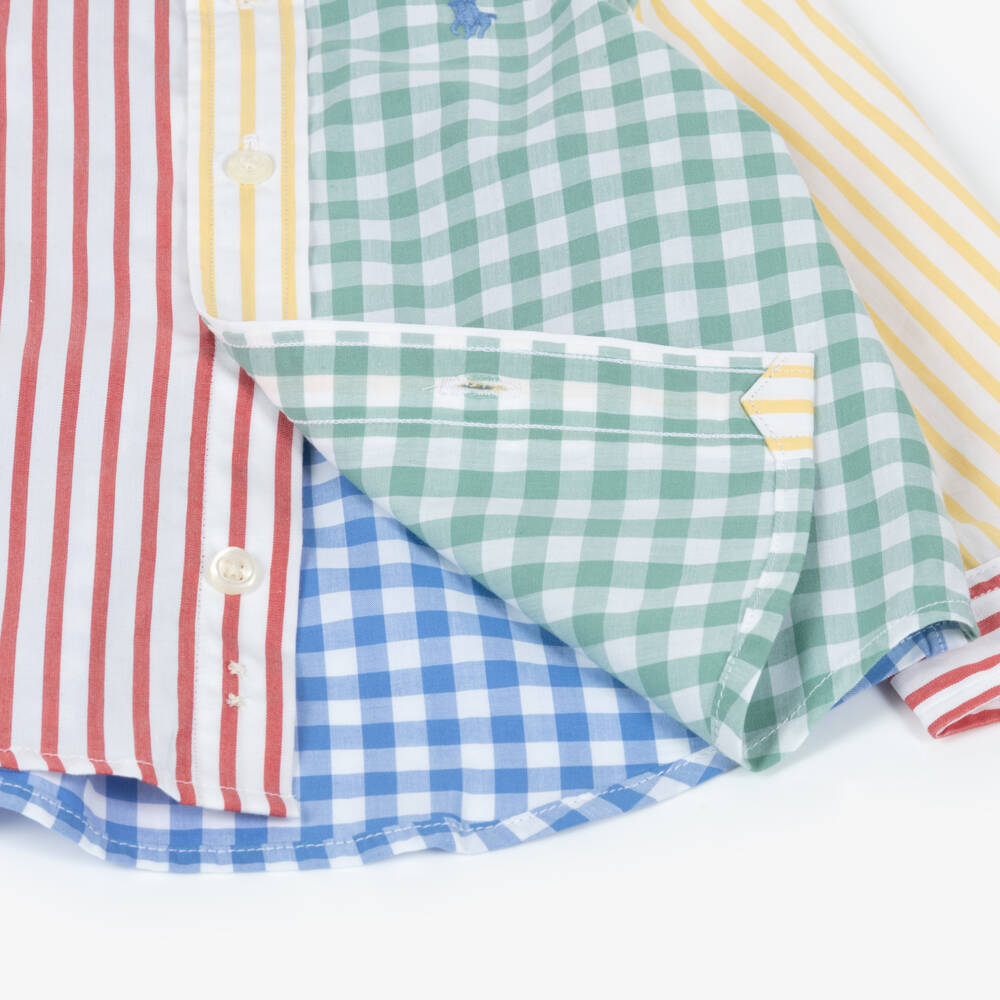 Ralph Lauren-Boys Colourful Gingham Cotton Shirt & Shorts Set | Childrensalon