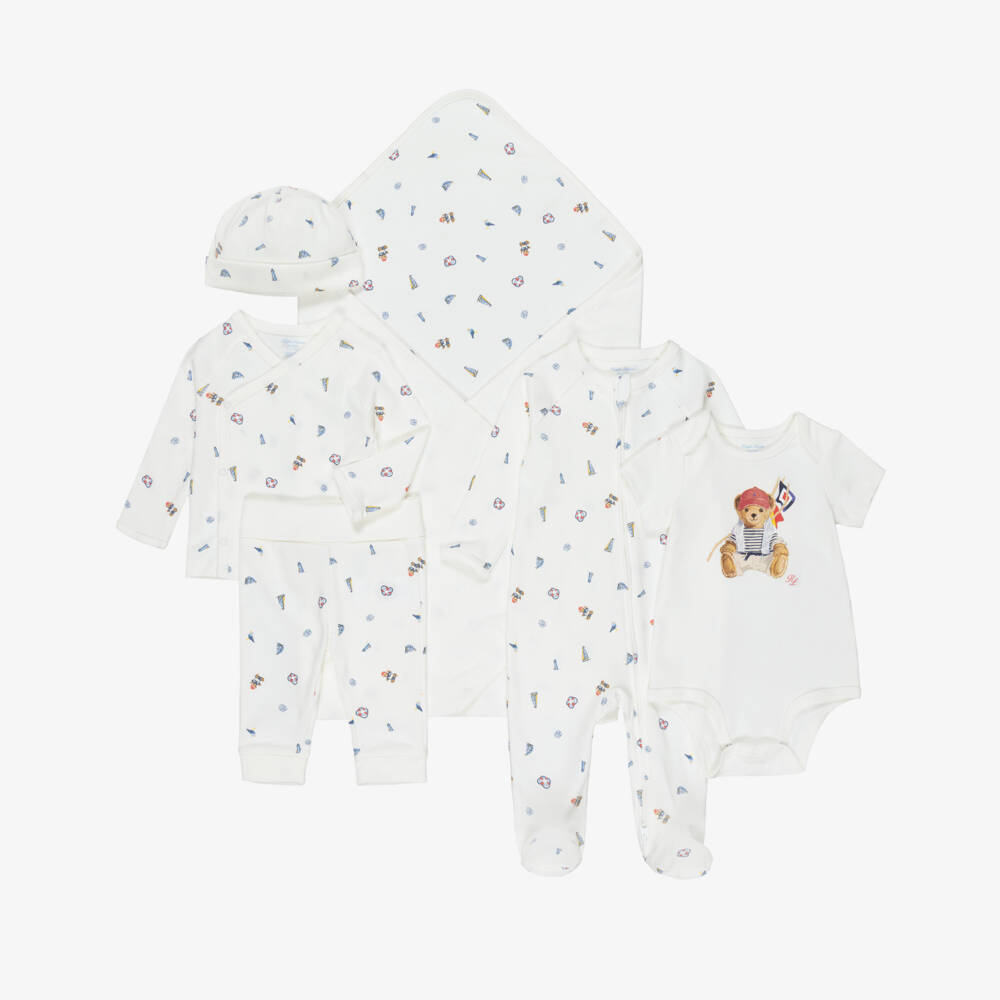 Ralph Lauren-Boys Cotton Babysuit Gift Set with Nautical Print | Childrensalon