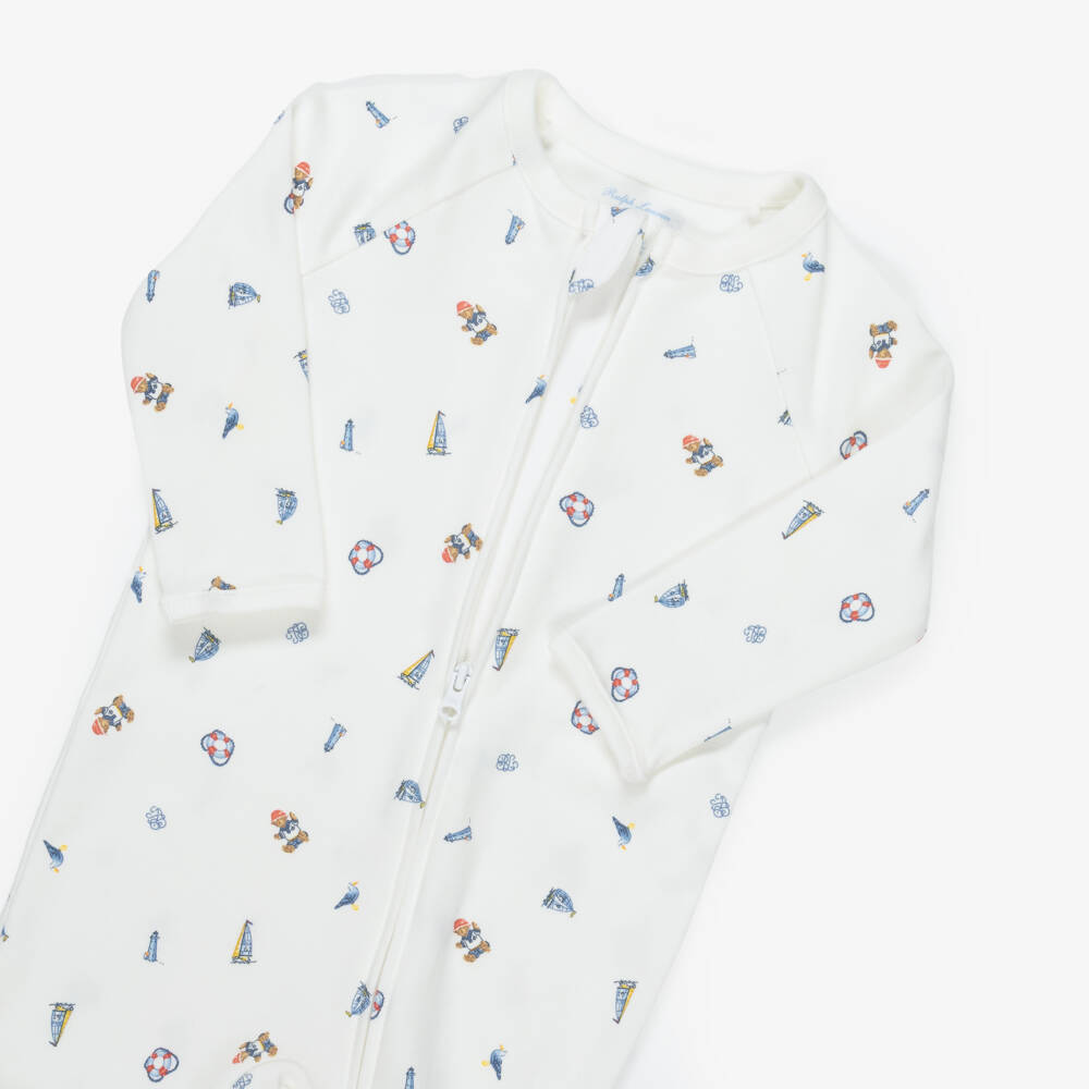 Ralph Lauren-Boys Cotton Babysuit Gift Set with Nautical Print | Childrensalon