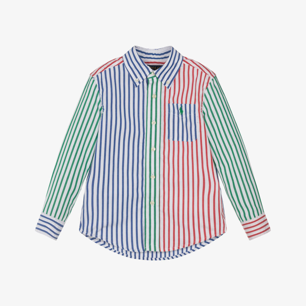 Ralph Lauren-Boys Cotton Shirt with Multicoloured Stripes | Childrensalon