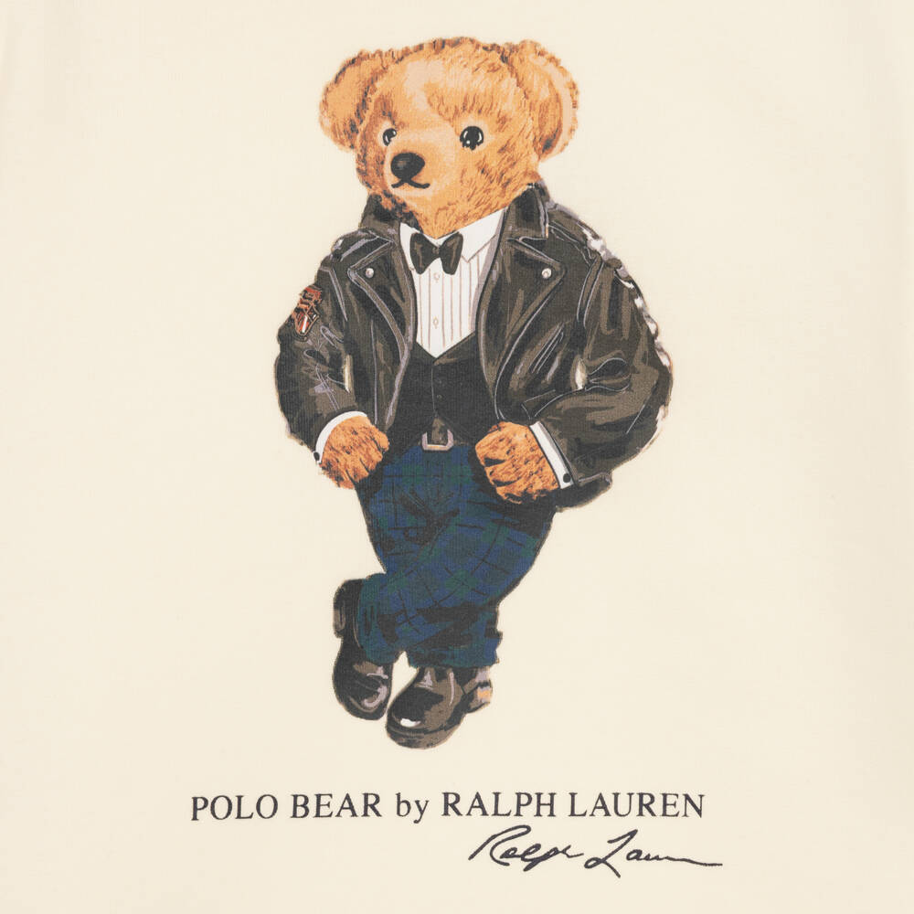Ralph Lauren-Boys Cream Jersey Polo Bear Sweatshirt | Childrensalon