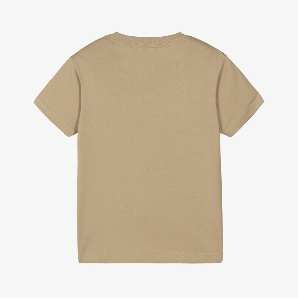 Ralph Lauren-Boys Dark Beige Cotton T-Shirt with Pony Logo | Childrensalon