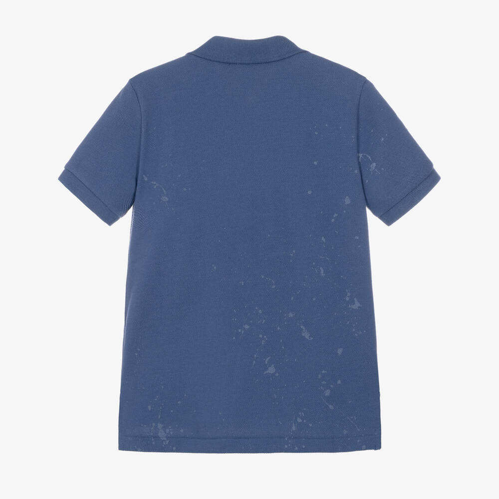 Ralph Lauren-Boys Dark Blue Big Pony Polo Shirt with Paint Splatter | Childrensalon