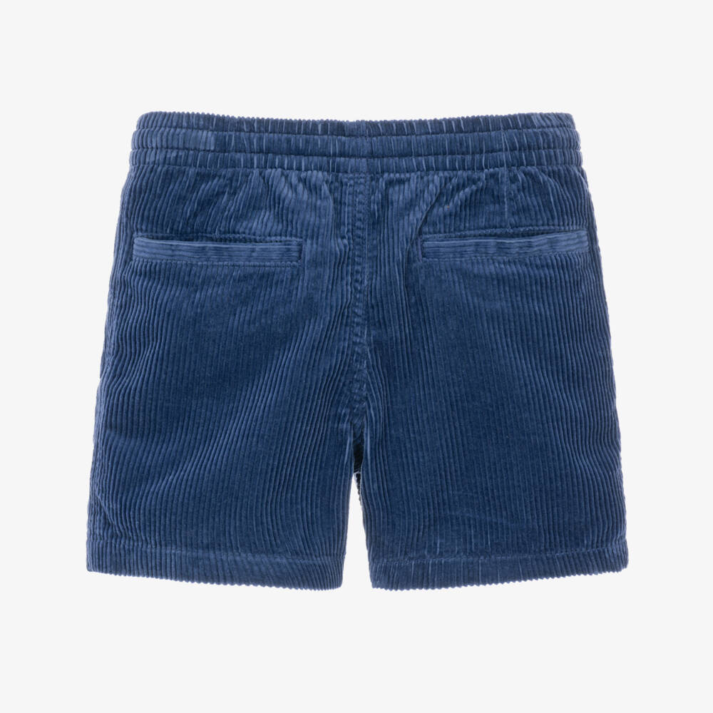 Ralph Lauren-Boys Dark Blue Cotton Corduroy Shorts with Pony Logo | Childrensalon
