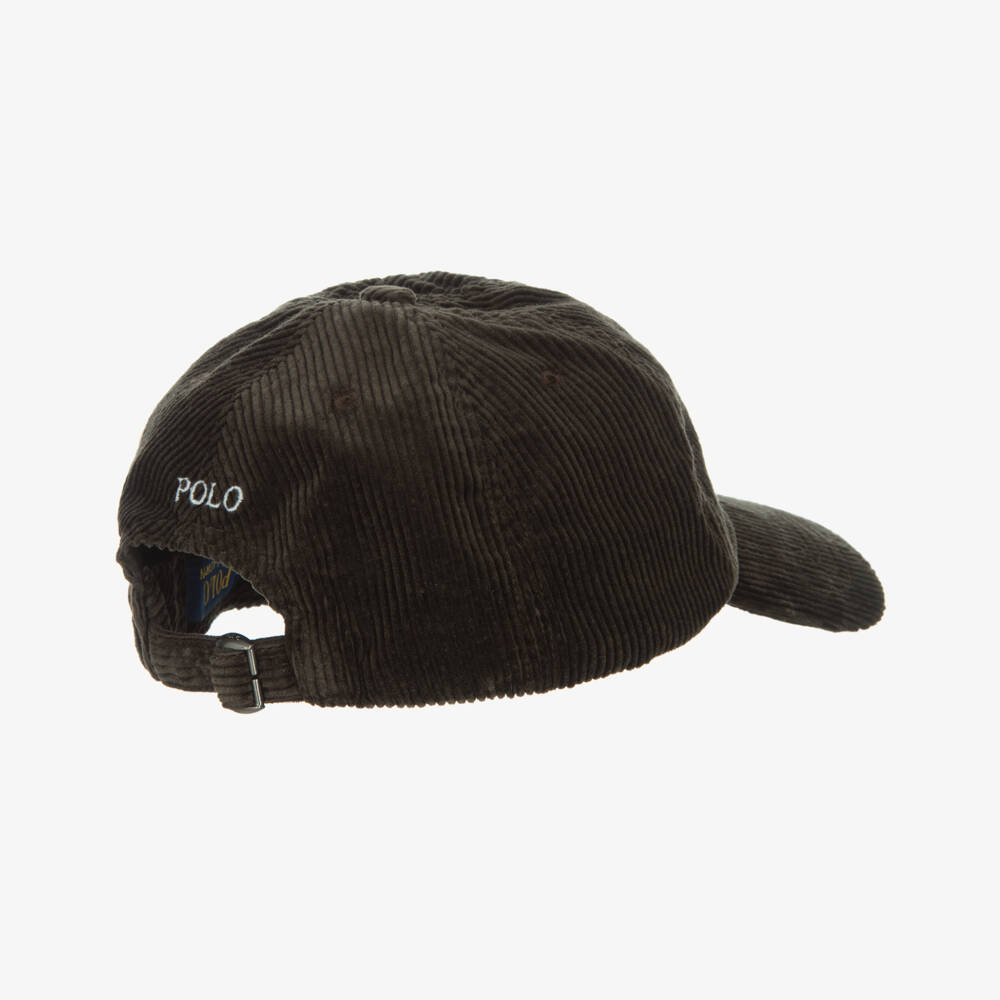 Ralph Lauren-Boys Dark Brown Cotton Corduroy Cap  | Childrensalon